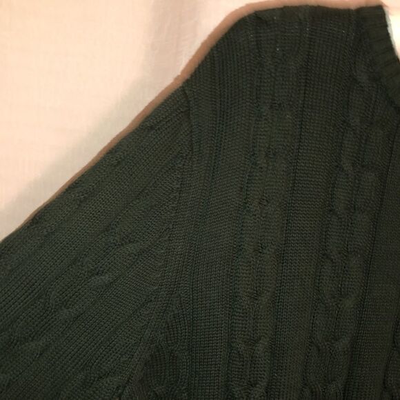 Nautica L Cotton Emerald Green Cable Knit Crewneck Sweater - Picture 6 of 14
